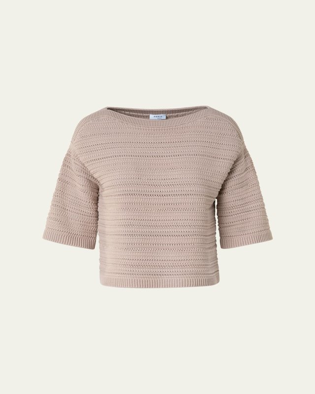 Crochet Boat-Neck Boxy Sweater